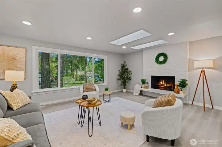 All new windows, flooring and tile on that gorgeous woodburning fireplace~