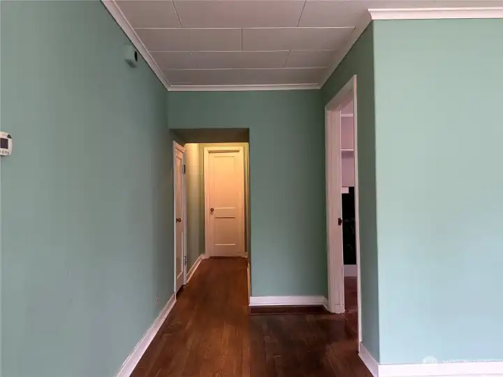 Hallway to bathroom and 2 bedrooms