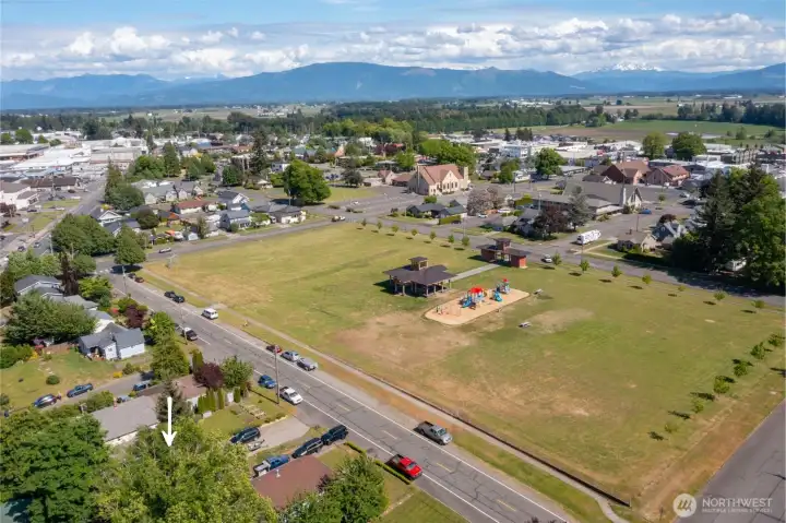 Showing how this home is literally across the street from the new playground!