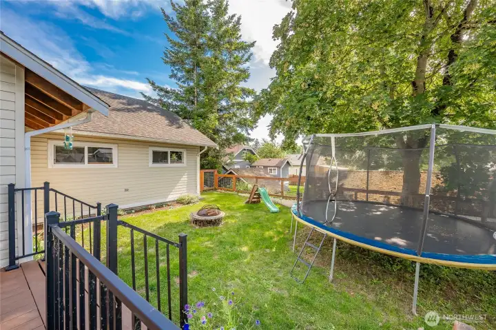 Fully fenced in backyard space