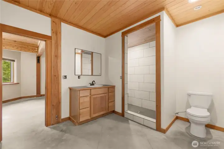 Beautiful 3/4 bathroom on main floor includes laundry hook up. Beautiful 3/4 bathroom on main floor includes laundry hook up.