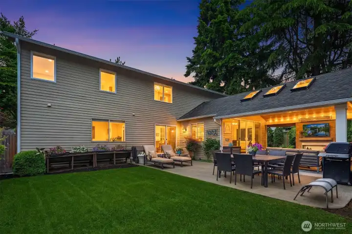The back of the house at Twilight.