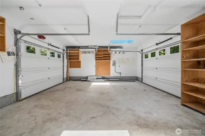 Shop space includes a workbench and heater.