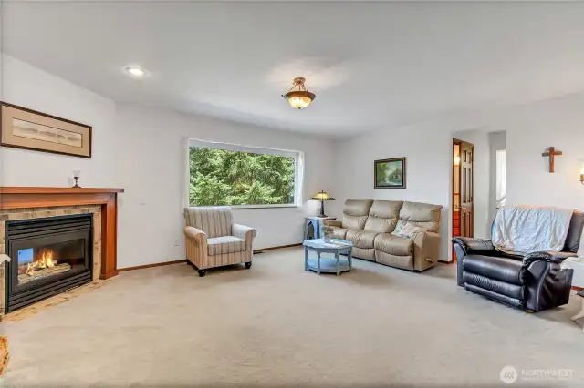 Large living room facing valley view