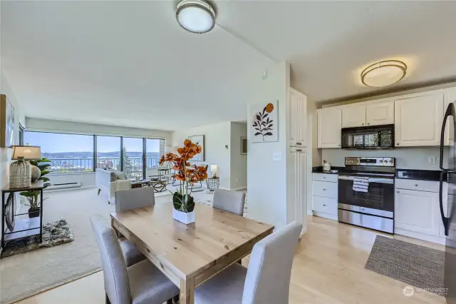 Open floorpan with views from dining room