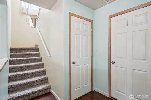 Spacious entryway with coat closet