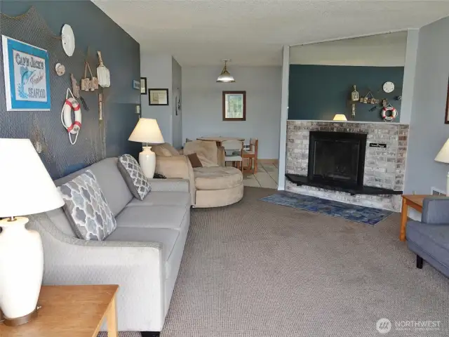 Living Room flowing into the Dining/Kitchen.