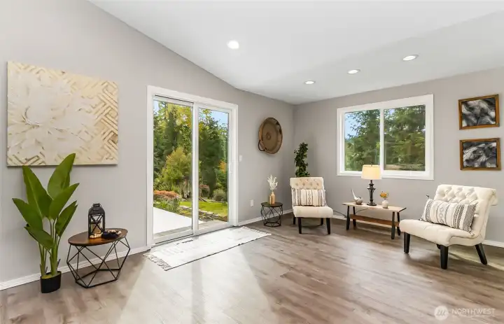 Sitting area leading out to the back patio