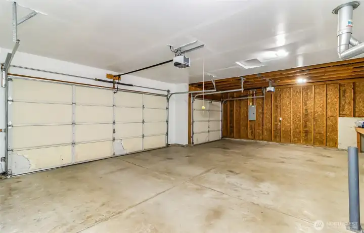 Attached 3 car garage freshly painted
