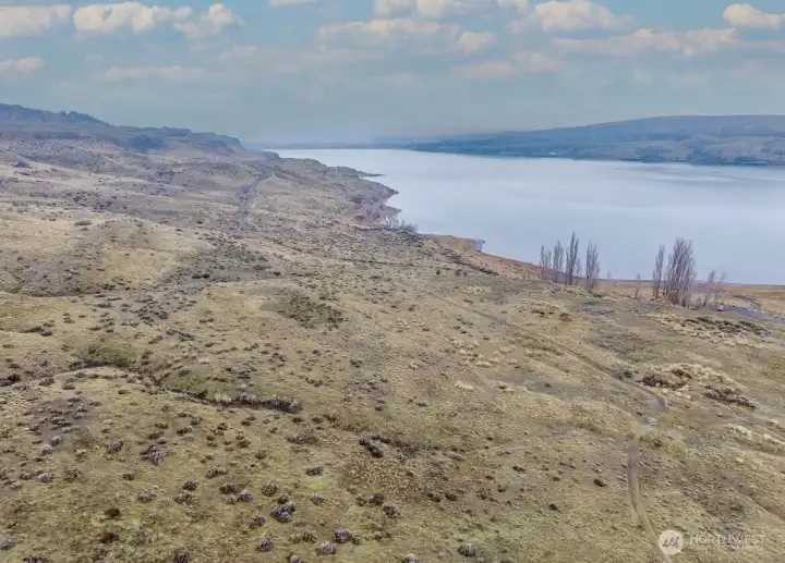 Aerial drone shot of the northwest view of the property.