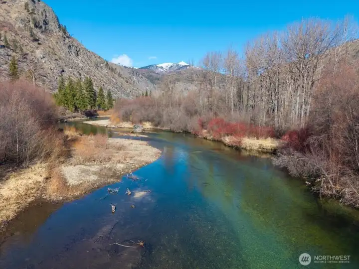 Approximately 235' of spectacular Entiat River and surrounding mountain views.