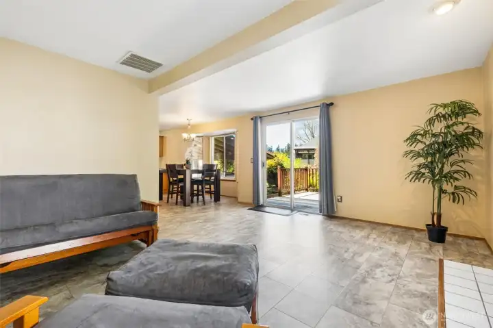 Family room open to eating area.