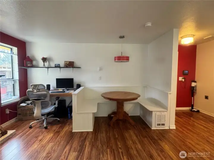 The dining nook and family room.