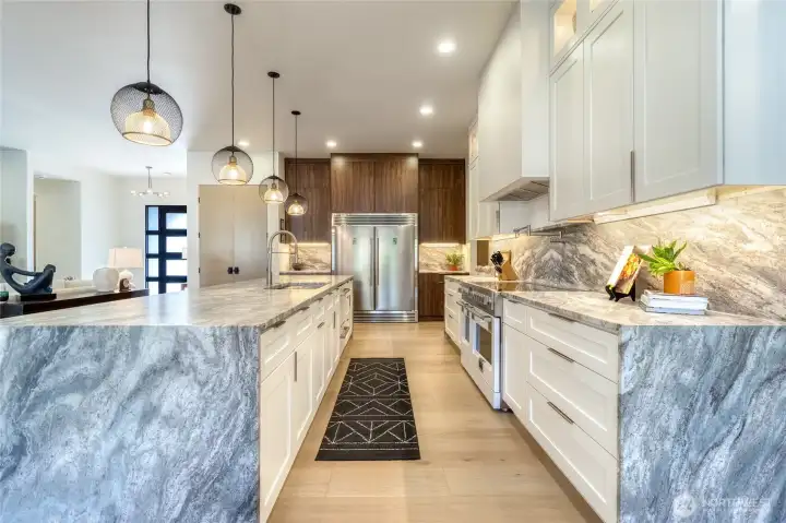 Waterfall Countertops on Island
