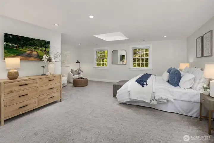 Wake up slowly, open the windows to the trees, and let the skylight do the rest — this primary suite was designed for the kind of rest that actually restores you.