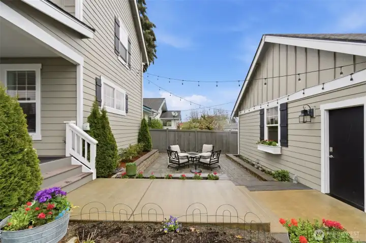 Backyard space for gardening and relaxing.