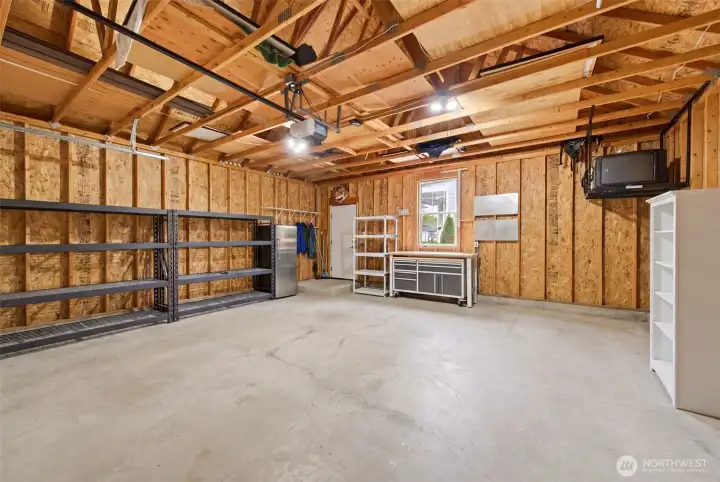 Large two car garage with loads of space for additional storage.