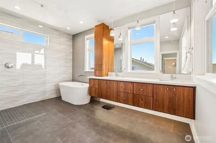 Spacious primary bathroom