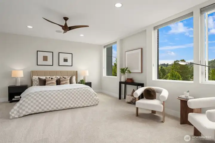 The primary suite is what most others aspire to be. It is ridiculously spacious with brand new carpet, an en-suite bath and fantastic walk-in closet.