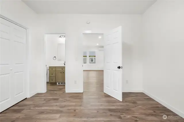 Primary bedroom with adjoining 3/4 bath