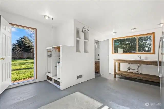 Canning room with bath include stand-up shower- fridge to convey with sale of home