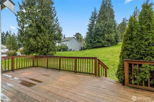 Oversized deck for entertaining or simply enjoying the park-like setting.