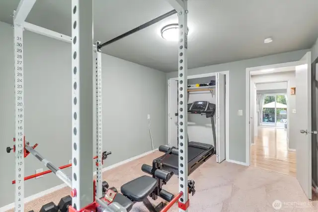 Main Floor Bedroom large enough for a Home Gym.