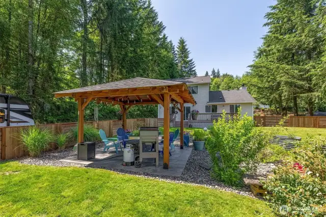 Gazebo w/ Beautiful Plantings.