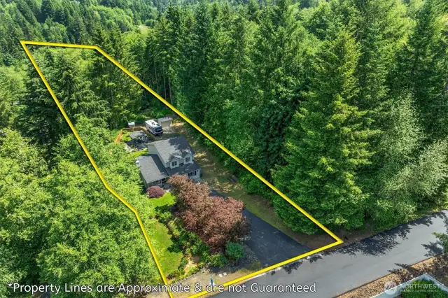 Approximate Lot Aerial View of the Spacious 1.28 Acres