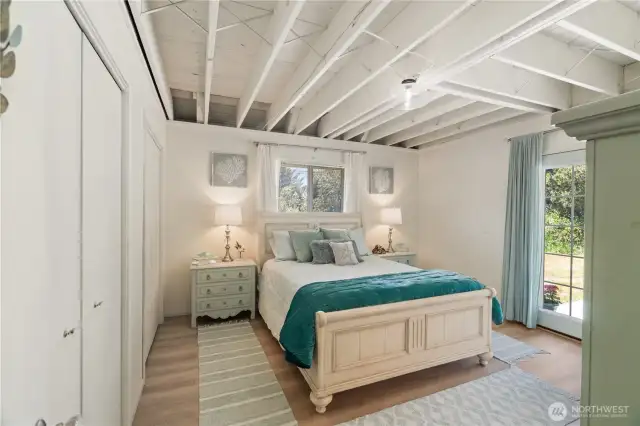 First level primary suite with french doors to outside patio