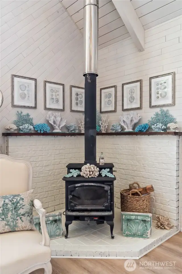Wood burning fireplace to keep the place cozy