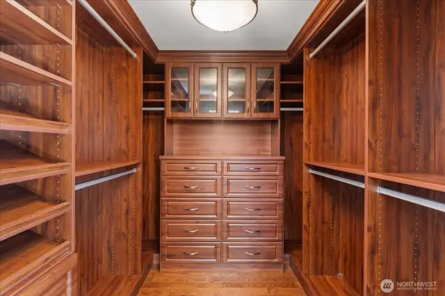 Custom built ins in this walk in closet.