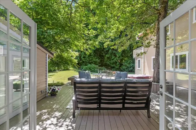 French doors from the rec room open out to this gorgeous outdoor area.
