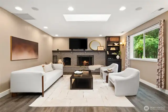 2nd Living Room w/ built-ins and gas fireplace.
