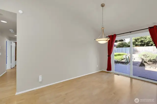 Dining area opens up to the back deck. Perfect for dining outside.