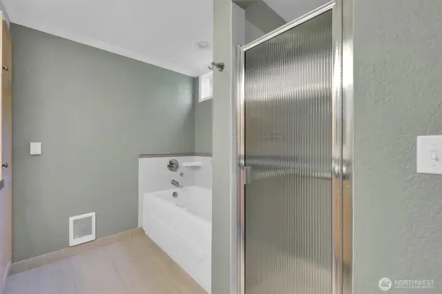Jetted tub to relax in.