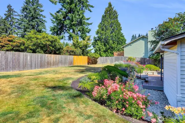 Fully fenced backyard.