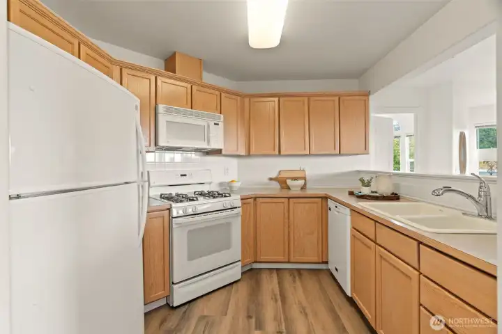Kitchen with plenty of counter and storage space.