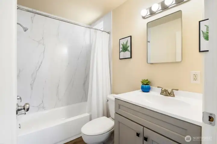 Bathroom virtually staged.