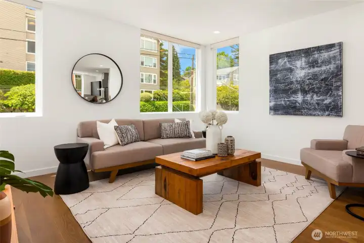 Huge open living, dining, and kitchen with dedicated space for everything!