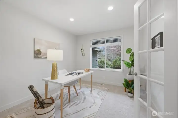 Office at the front of the house with french doors
