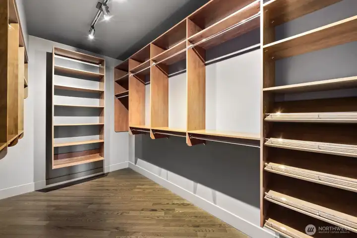 Huge primary closet with built ins