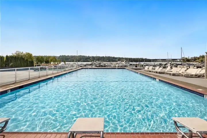Community Pool with view of Lake Washington