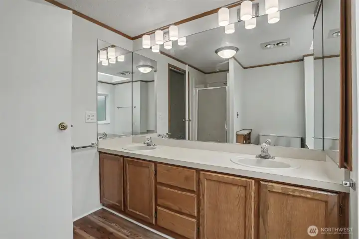 Updated 5 piece bathroom.  New LVP flooring in Bath.