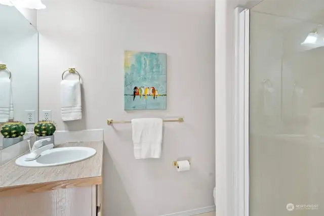 This 3/ bathroom is actually spacious compared to some. Your guests will love this space.