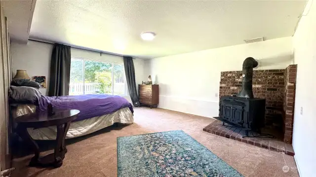 Downstairs 2nd Family Room with wood fire place