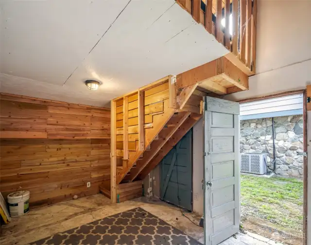 Stairs up to the loft