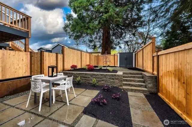Beautiful fenced back yard with room for your firepit