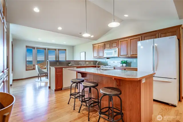 Kitchen with a prep sink in the island