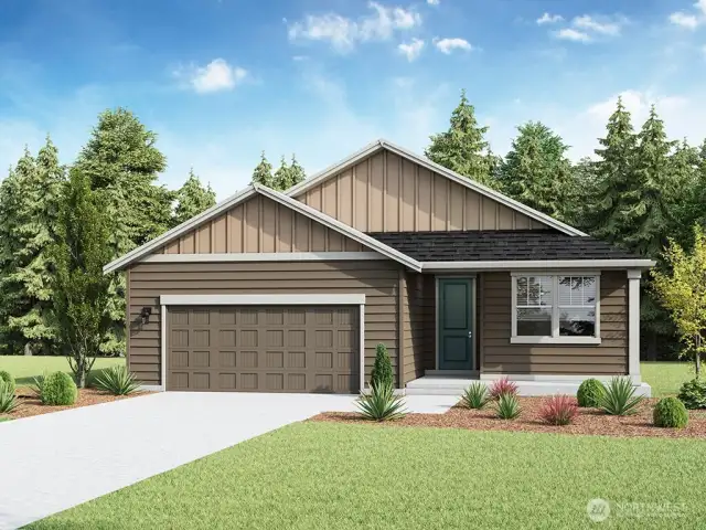 Lawson Plan Marketing Rendering - Depictions of homes or other features are artist conceptions. Hardscape, landscape, and other items shown may be decorator suggestions that are not included in the purchase price and availability may vary. No view is promised. Views may also be altered by subsequent development, construction and tree growth and landscaping.